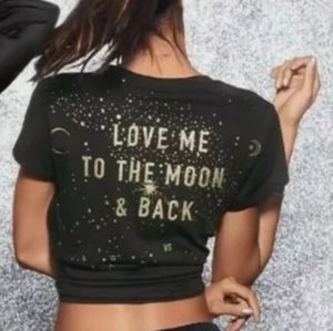VS Victoria Secret Limited Edition Sexy Black & Gold BLING Moon & Star Top XS S